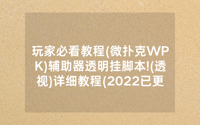 玩家必看教程(微扑克WPK)辅助器透明挂脚本!(透视)详细教程(2022已更新)(哔哩哔哩)