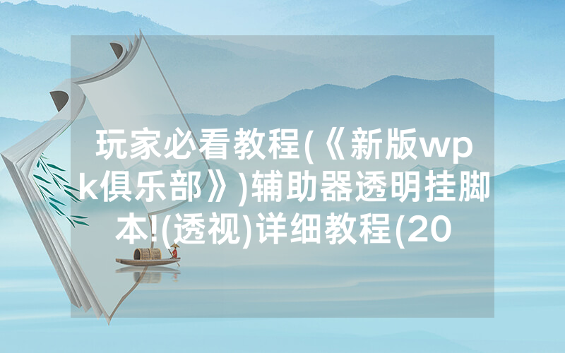 玩家必看教程(《新版wpk俱乐部》)辅助器透明挂脚本!(透视)详细教程(2022已更新)(哔哩哔哩)