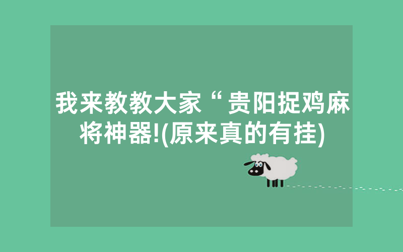 我来教教大家“贵阳捉鸡麻将神器!(原来真的有挂)