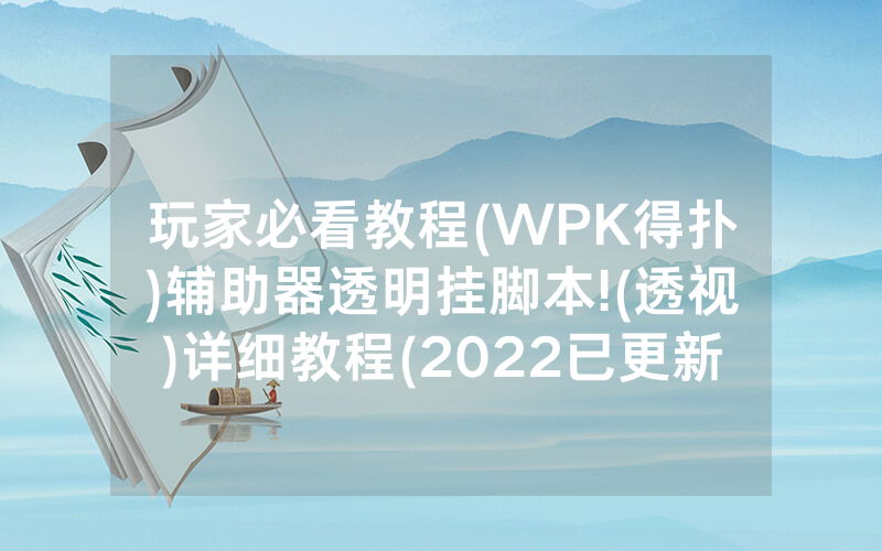 玩家必看教程(WPK得扑)辅助器透明挂脚本!(透视)详细教程(2022已更新)(哔哩哔哩)