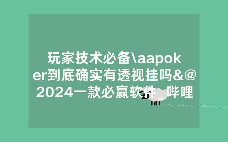 玩家技术必备\aapoker到底确实有透视挂吗&@2024一款必赢软件_哔哩哔哩