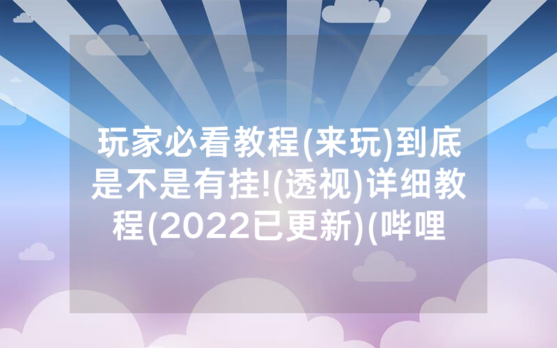 玩家必看教程(来玩)到底是不是有挂!(透视)详细教程(2022已更新)(哔哩哔哩)