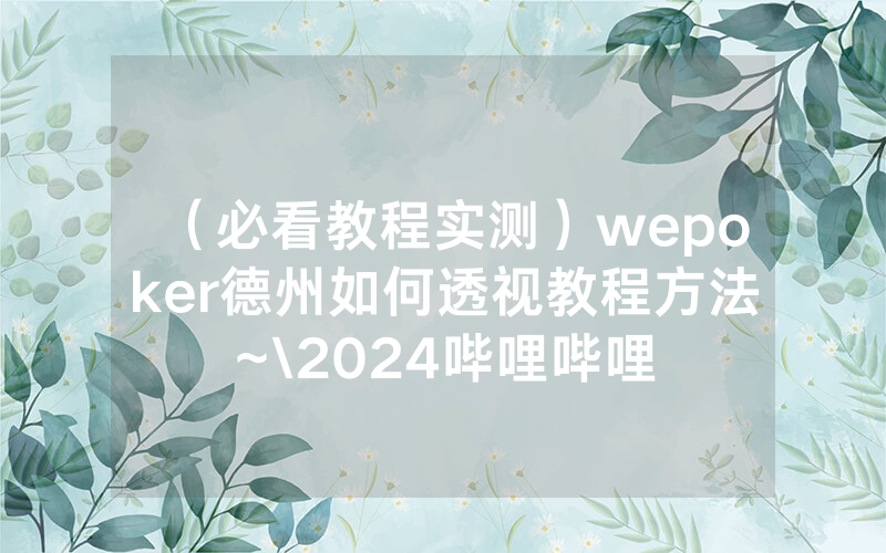 （必看教程实测）wepoker德州如何透视教程方法~\2024哔哩哔哩