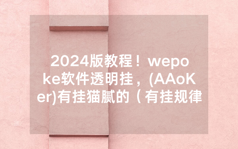2024版教程！wepoke软件透明挂，(AAoKer)有挂猫腻的（有挂规律）