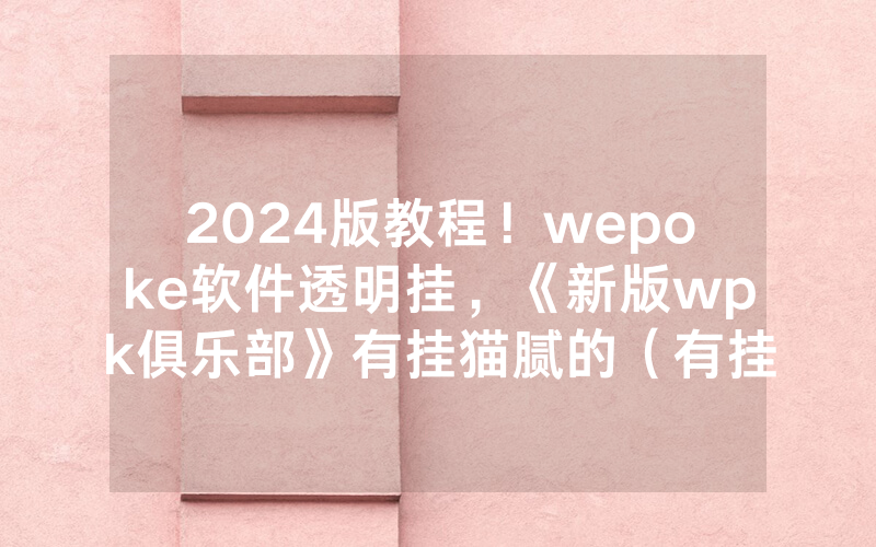 2024版教程！wepoke软件透明挂，《新版wpk俱乐部》有挂猫腻的（有挂规律）