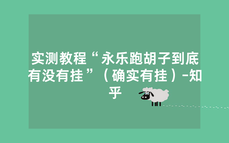 实测教程“永乐跑胡子到底有没有挂”（确实有挂）-知乎