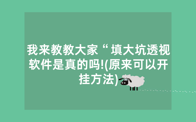 我来教教大家“填大坑透视软件是真的吗!(原来可以开挂方法)