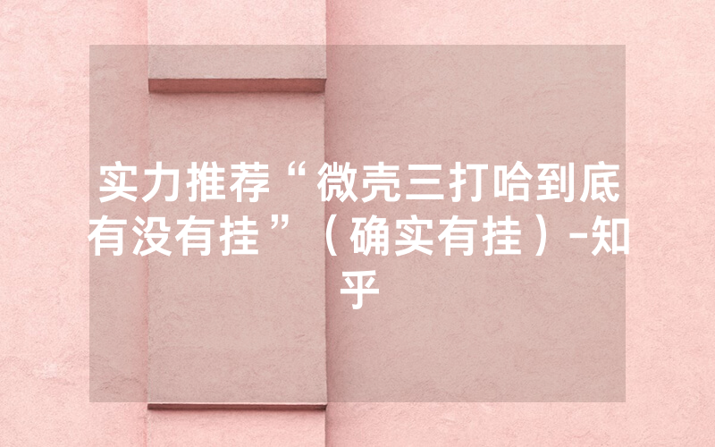 实力推荐“微壳三打哈到底有没有挂”（确实有挂）-知乎
