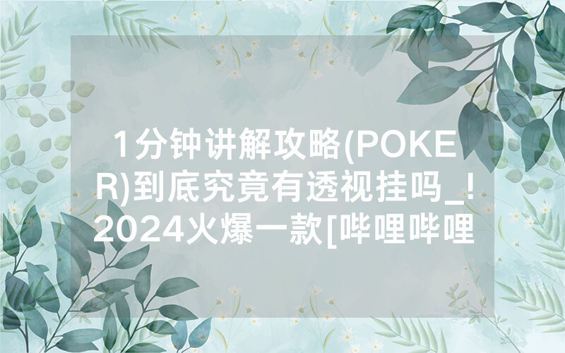 1分钟讲解攻略(POKER)到底究竟有透视挂吗_!2024火爆一款[哔哩哔哩]