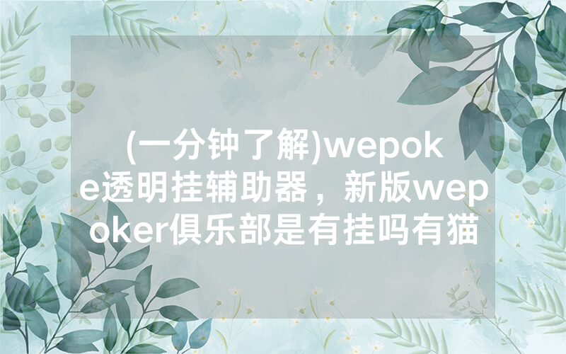 (一分钟了解)wepoke透明挂辅助器，新版wepoker俱乐部是有挂吗有猫腻的（有挂规律）