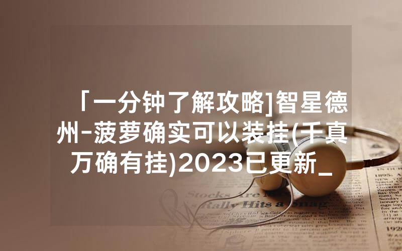 「一分钟了解攻略]智星德州-菠萝确实可以装挂(千真万确有挂)2023已更新_哔哩哔哩