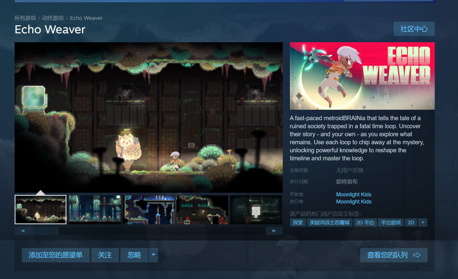 类银河战士恶魔城游戏《回响编织者》Steam页面开放